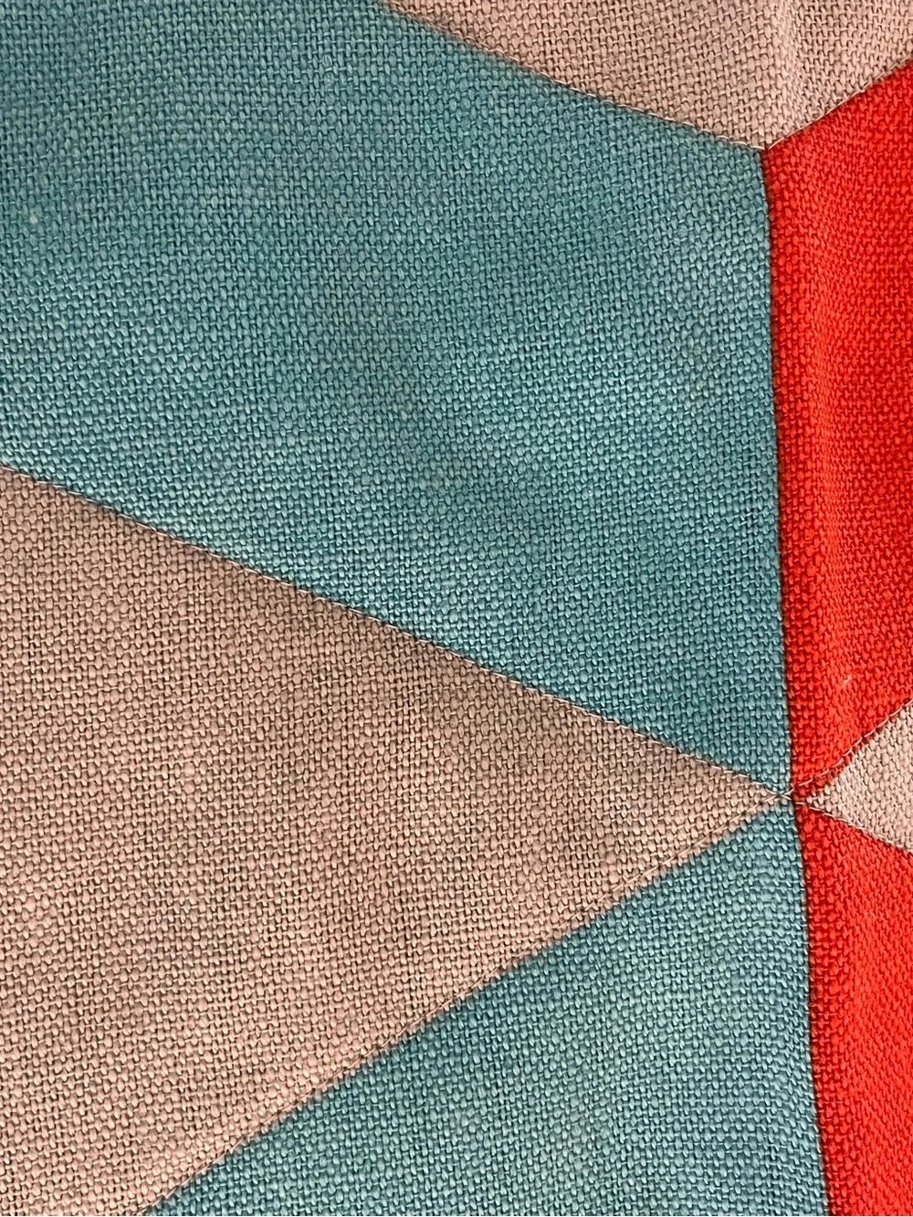 IKEA Geometric Accent Pillow Covers in Red and Teal on Beige